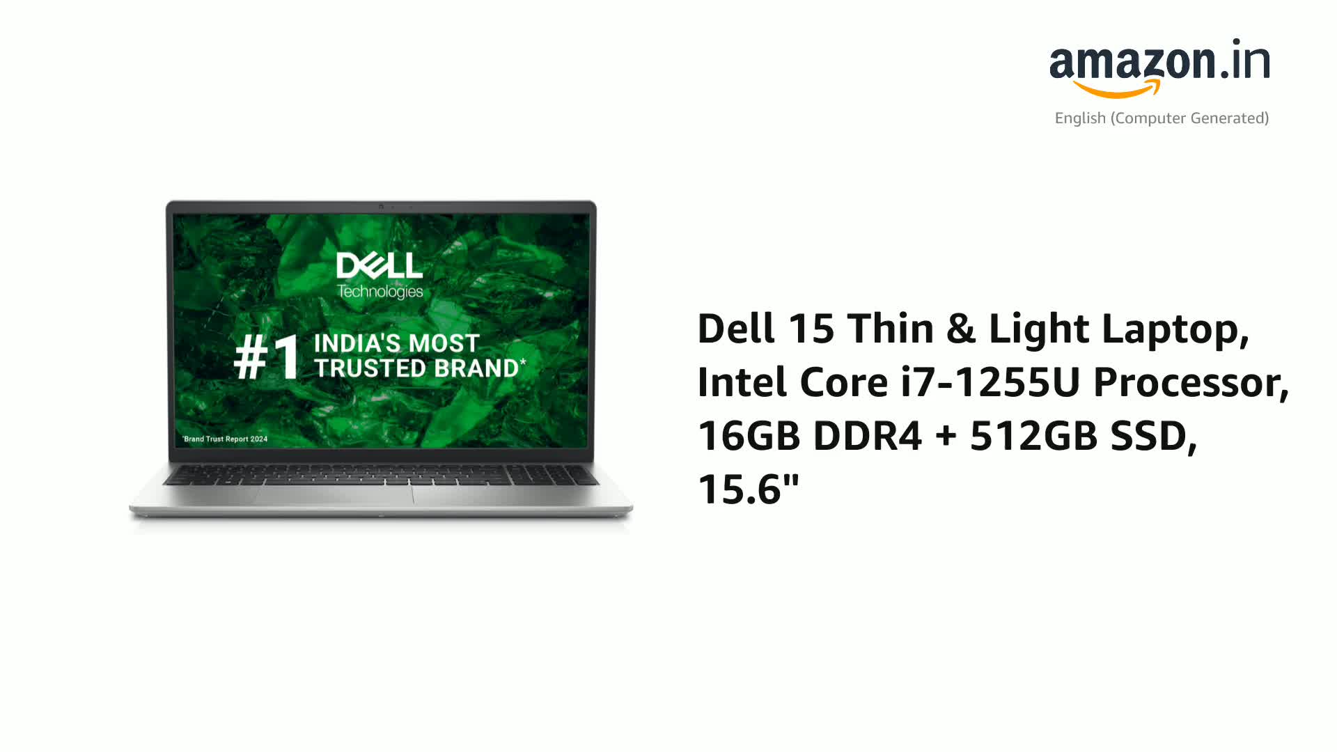 Dell 15, Intel Core i7-1255U, 16GB DDR4, 512GB SSD, FHD, 15.6